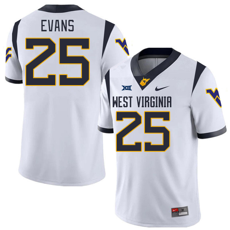 Men #25 Tyler Evans West Virginia Mountaineers College 2024 New Uniforms Football Jerseys Stitched S